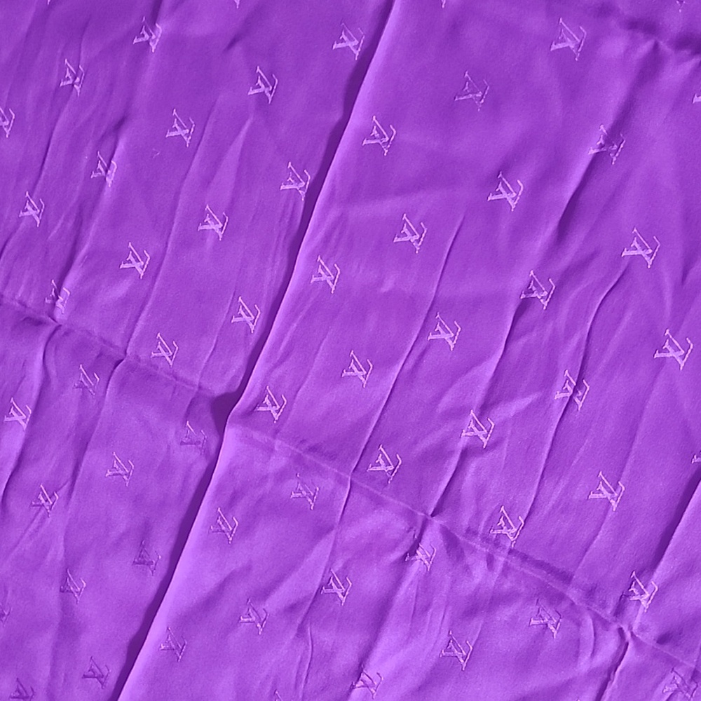 Louis Vuitton Purple Silk LV Monogram Large Scarf Shawl - Picture 5 of 7